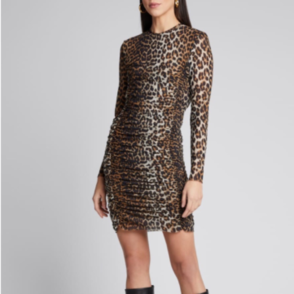 New Ganni Leopard Print Dress Mesh